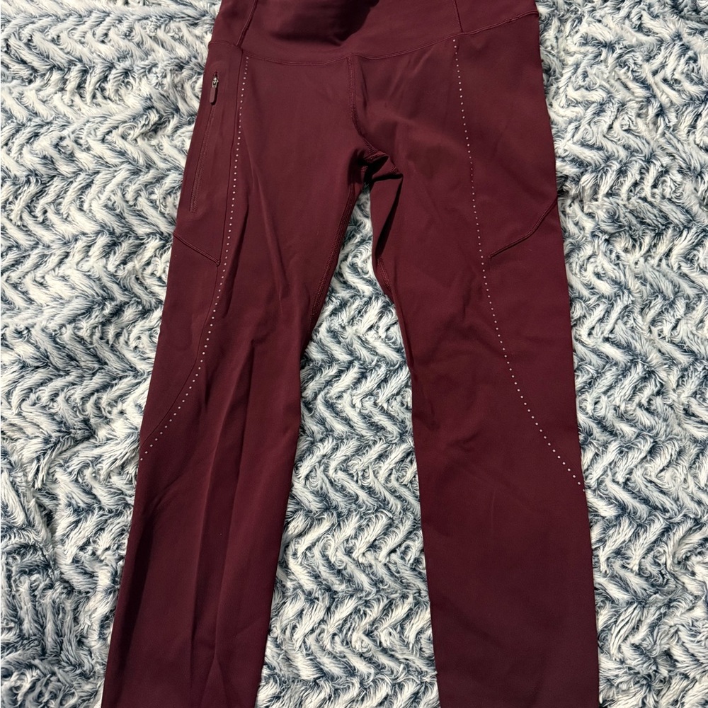 Lululemon Extra Mile Crop Garnet Luxtreme Crop Reflective Maroon 24"